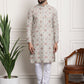 Sojanya Men Beige Printed Cotton Linen Kurta with Churidar | Swadesiicart