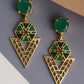Shoshaa Green Gold-Polished Enamelled Contemporary Drop Earrings | Swadesiicart