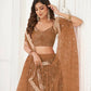 Aastha Fashion Brown Butterfly Net Tone To Tone Thread Work, Sequence Work And Original Mirror Work Embroidery Wedding Wear Lehenga Choli