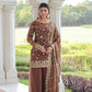 Lorenvalley Fashion Brown Fendy Satin with Rich Sequins Embroidered work Kurta Pant with Dupatta - Swadesiicart