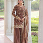 Lorenvalley Fashion Brown Fendy Satin with Rich Sequins Embroidered work Kurta Pant with Dupatta - Swadesiicart