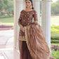 Lorenvalley Fashion Brown Fendy Satin with Rich Sequins Embroidered work Kurta Pant with Dupatta - Swadesiicart