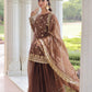 Lorenvalley Fashion Brown Fendy Satin with Rich Sequins Embroidered work Kurta Pant with Dupatta - Swadesiicart