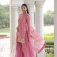 Lorenvalley Fashion Pink Fendy Satin with Rich Sequins Embroidered work Kurta Pant with Dupatta - Swadesiicart