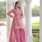 Lorenvalley Fashion Pink Fendy Satin with Rich Sequins Embroidered work Kurta Pant with Dupatta - Swadesiicart