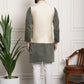 Sojanya Woven Design Mandarin Collar Kurta with Churidar & Nehru Jacket | Swadesiicart