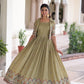 Lorenvalley Fashion Pista Vichitra Silk with Sequins, Zari & Thread Embroidered work Gown with Koti - Swadesiicart