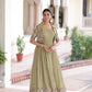 Lorenvalley Fashion Pista Vichitra Silk with Sequins, Zari & Thread Embroidered work Gown with Koti - Swadesiicart