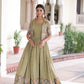 Lorenvalley Fashion Pista Vichitra Silk with Sequins, Zari & Thread Embroidered work Gown with Koti - Swadesiicart