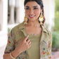 Lorenvalley Fashion Pista Vichitra Silk with Sequins, Zari & Thread Embroidered work Gown with Koti - Swadesiicart