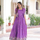 Lorenvalley Fashion Purple Vichitra Silk with Sequins, Zari & Thread Embroidered work Gown with Koti - Swadesiicart