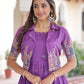 Lorenvalley Fashion Purple Vichitra Silk with Sequins, Zari & Thread Embroidered work Gown with Koti - Swadesiicart