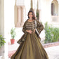 Lorenvalley Fashion Mehendi Vichitra Silk with Rich Sequins & Zari Embroidered work Anarkali Gown with Dupatta - Swadesiicart