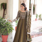 Lorenvalley Fashion Mehendi Vichitra Silk with Rich Sequins & Zari Embroidered work Anarkali Gown with Dupatta - Swadesiicart