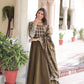 Lorenvalley Fashion Mehendi Vichitra Silk with Rich Sequins & Zari Embroidered work Anarkali Gown with Dupatta - Swadesiicart