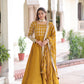 Lorenvalley Fashion Mustard Vichitra Silk with Rich Sequins & Zari Embroidered work Anarkali Gown with Dupatta - Swadesiicart