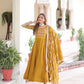 Lorenvalley Fashion Mustard Vichitra Silk with Rich Sequins & Zari Embroidered work Anarkali Gown with Dupatta - Swadesiicart