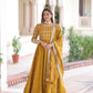 Lorenvalley Fashion Mustard Vichitra Silk with Rich Sequins & Zari Embroidered work Anarkali Gown with Dupatta - Swadesiicart