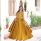 Lorenvalley Fashion Mustard Vichitra Silk with Rich Sequins & Zari Embroidered work Anarkali Gown with Dupatta - Swadesiicart