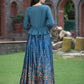 Juniper Women`s Teal Satin Embroidered Flared Lehenga Choli Sets | Swadesiicart
