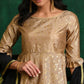 Aks Floral Printed Zari Anarkali Kurta With Trousers & Dupatta