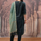 Vishudh Green Embroidered Straight Kurta with Trouser & Dupatta - Swadesiicart
