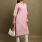 Vishudh Striped V-Neck Cotton Kurta - Swadesiicart