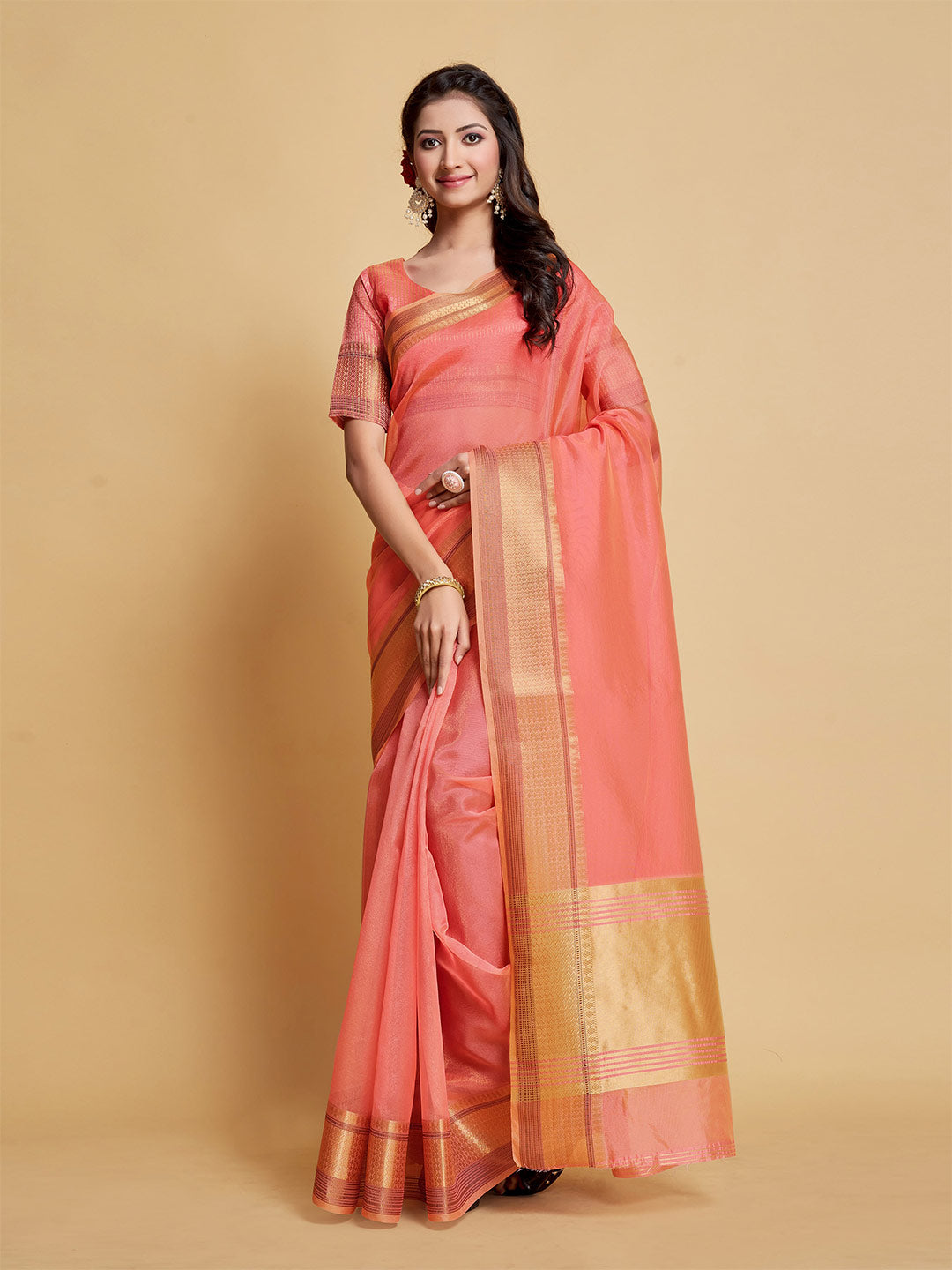 Sangria Woven Design Border Art Silk Banarasi Saree | Swadesiicart