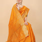Kalini Mustard Woven Design Embellished Zari Silk Blend Banarasi Saree | Swadesiicart
