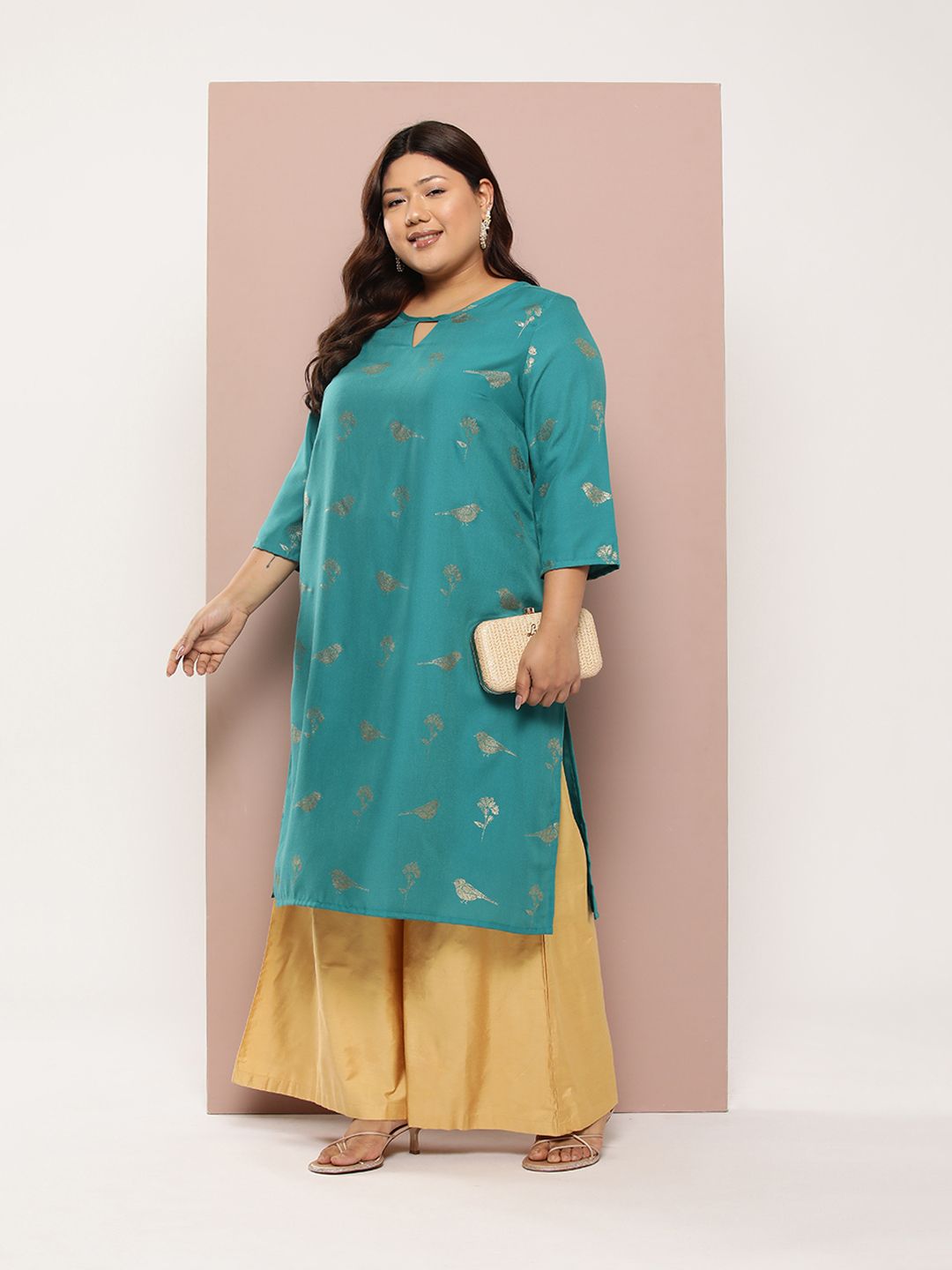 Sztori Plus Size Ethnic Motifs Printed Straight Kurta - Swadesiicart