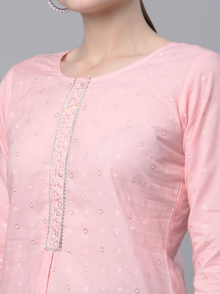 Ahalyaa Women Baby Pink Beautiful Pure Cotton Printed Tunic | Swadesiicart