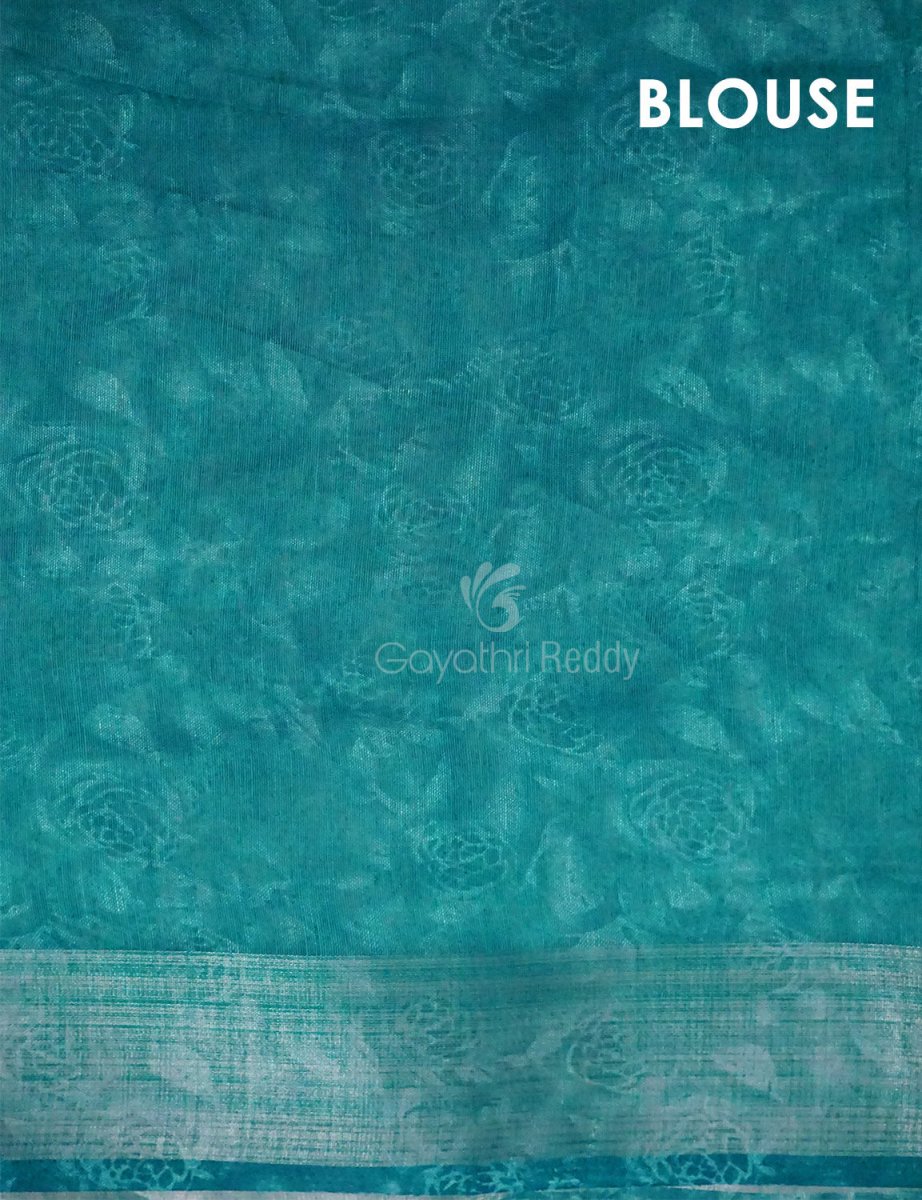 Baby Peach Floral Print Semi Chanderi Saree By Gayathri Reddy Designer Studio | Swadesiicart
