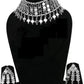 Tehzeeb Creations Women's Silver Oxidised Mirror Design Necklace Set With Bangle - Swadesiicart