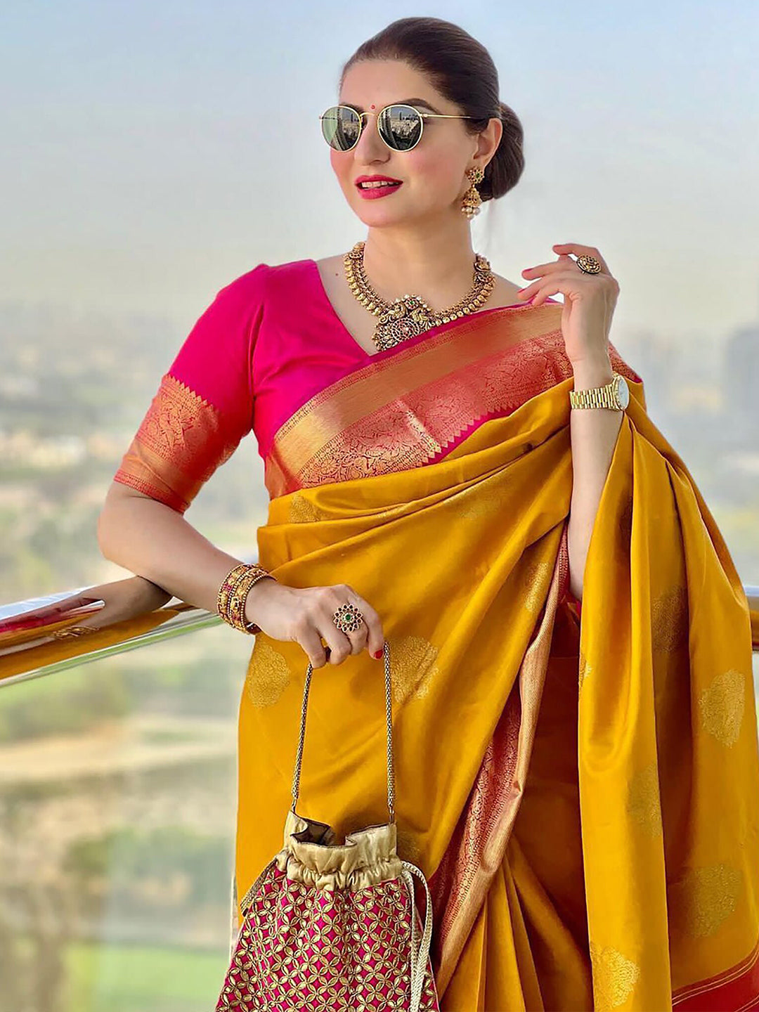 Kalini Ethnic Motifs Woven Design Zari Silk Cotton Banarasi Saree | Swadesiicart