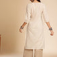 Anouk Off White Printed Mandarin Collar Cotton Straight Kurta - Swadesiicart