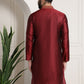 Sojanya Men Red Embroidered Straight Kurta | Swadesiicart