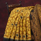 Mustard Yellow And Chikoo Coloured Block Print Handloom Mulmul Cotton Saree By Gayathri Reddy Designer Studio | Swadesiicart