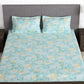 Story@home Arena Blue & Gold-Toned Printed 180 TC Bedsheet & Pillow Covers