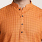 Sojanya Men Orange Dobby Self-Checked Straight Kurta | Swadesiicart