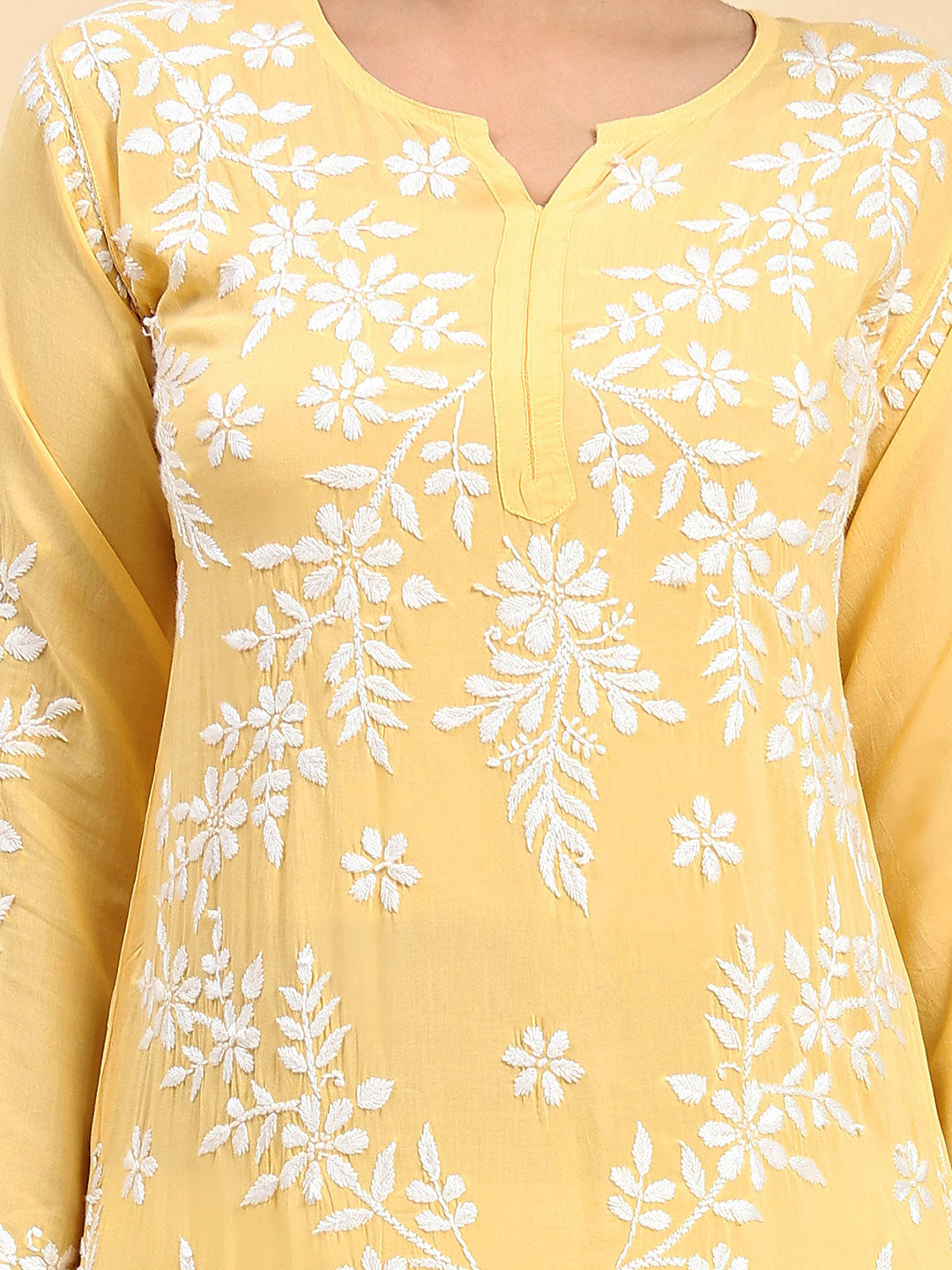 HOUSE OF KARI Ethnic Motifs Embroidered Chikankari Straight Kurta | Swadesiicart