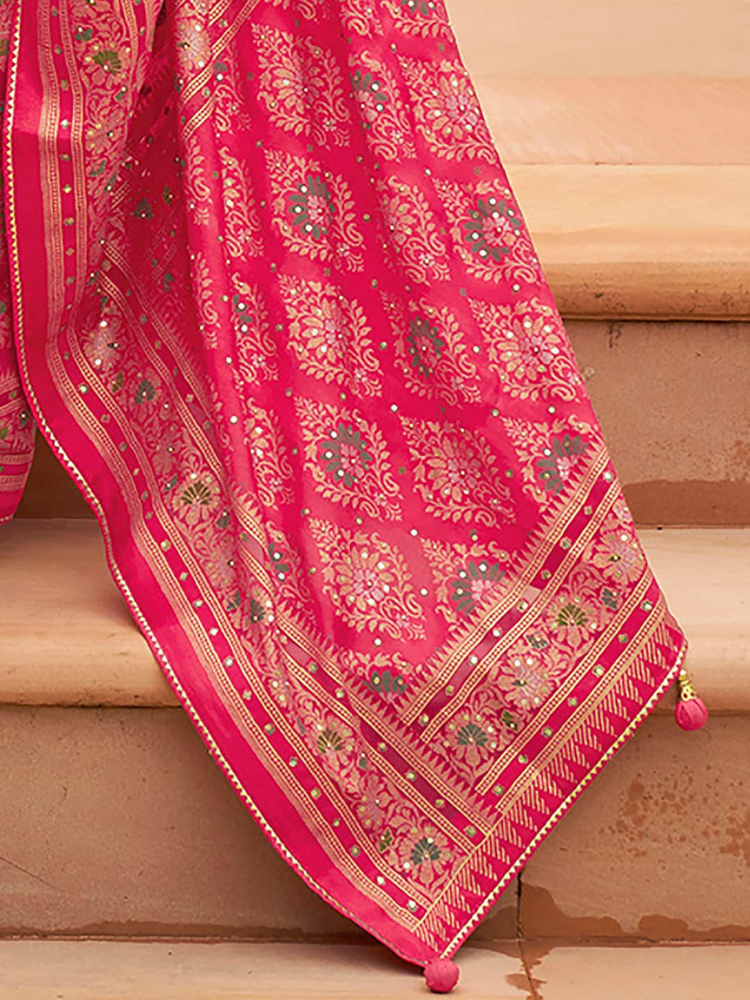 Anouk Ethnic Motifs Woven Design Brasso Banarasi Saree | Swadesiicart