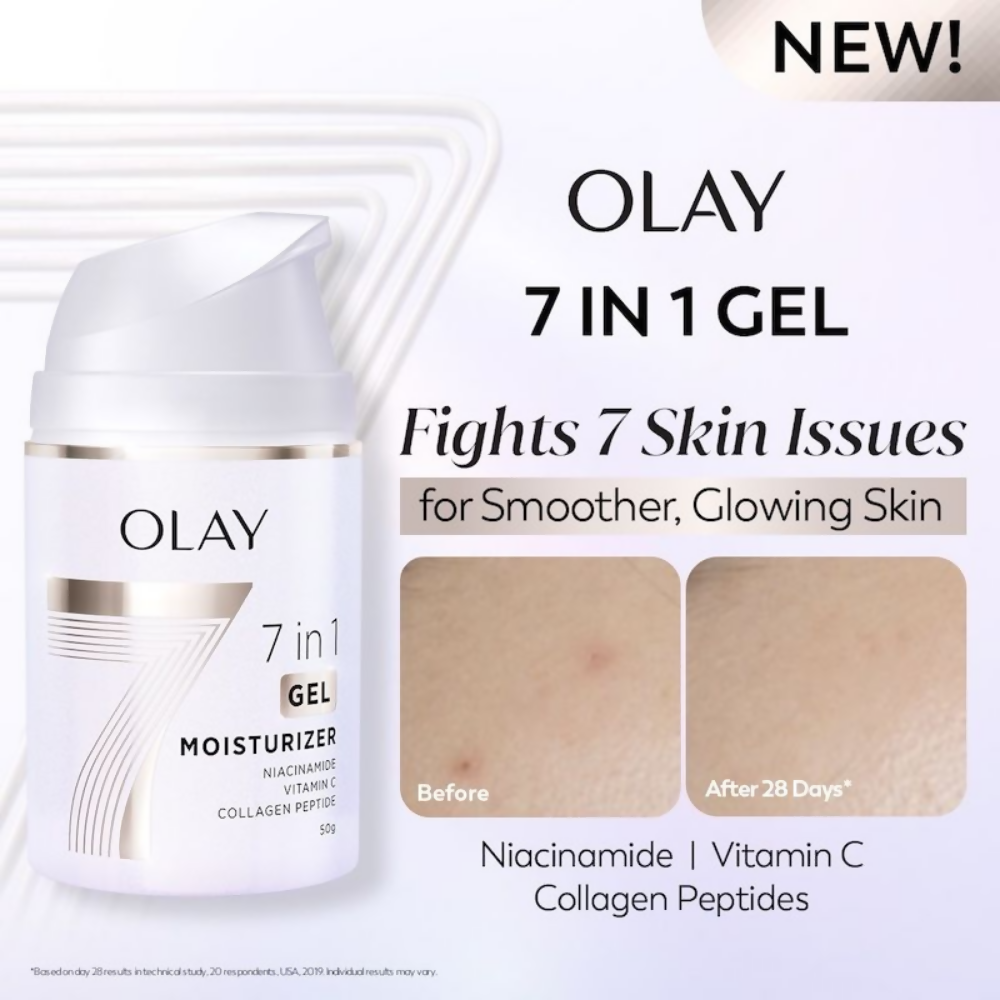 Olay 7in1 Gel Moisturizer with Niacinamide, Vitamin C, Collagen Peptide - Swadesiicart