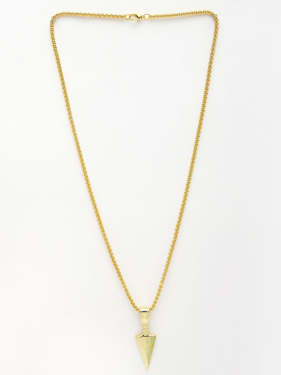 NVR Men's Gold-Polished Arrow-Shaped Pendant With Chain - Swadesiicart