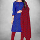 Blue Cotton Printed Unstitched Dress Material - Amara