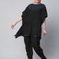 Ahalyaa Women Black Crepe Glitter Printed Kurta with Dhoti Pants | Swadesiicart