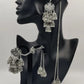 Tehzeeb Creations Women's Silver Colour Oxidised Earring With Hair Chain | Swadesiicart