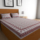 Urban Magic Pink & White Ethnic Motifs Cotton 104 TC King Bedsheet & 2 Pillow Covers - Swadesiicart