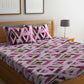 BOMBAY DYEING Marigold Purple Geometric Cotton 104 TC King Bedsheet With 2 Pillow Covers - Swadesiicart