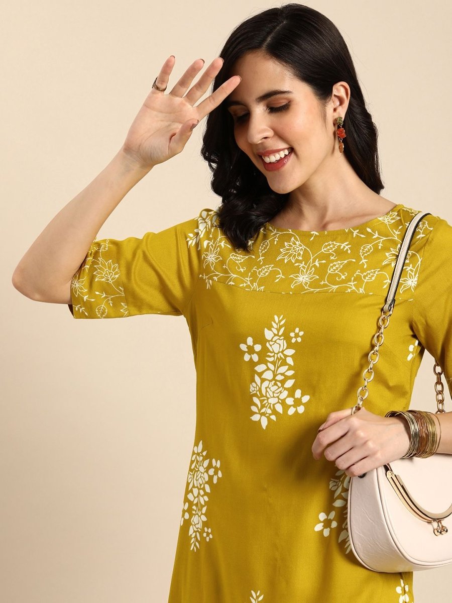Anouk Floral Printed Round-Neck Regular Kurta - Swadesiicart
