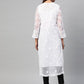 ADA Women White & Black Chikankari Embroidered Sustainable Handloom Kurta with Trousers & Inner | Swadesiicart